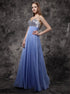 Lavender Chiffon A Line Straps Sequins Prom Dress with Rhinestones LBQ0462